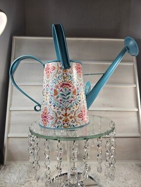 The Pioneer Women Turquoise Floral Metal Watering Can